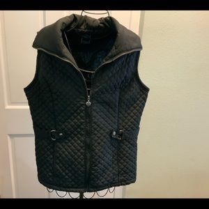 Black Quilted Zipper Vest Size L